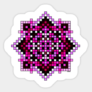 small pink pocket size pixelated mandala Sticker